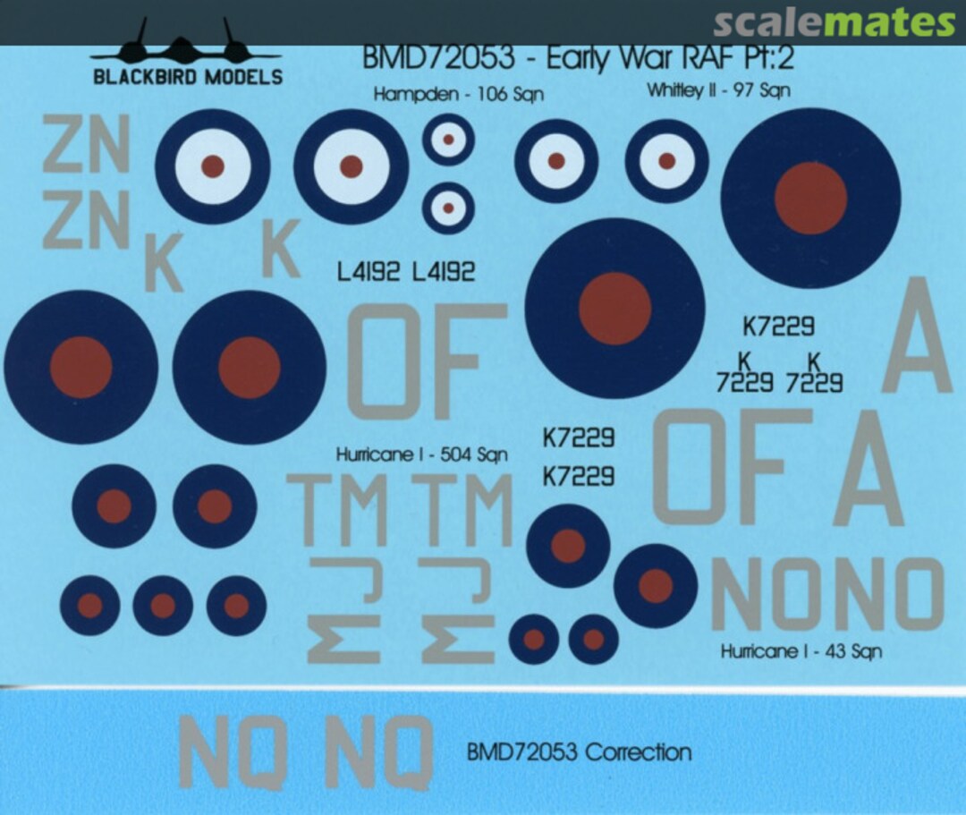 Contents Early War RAF Pt:2 BMD72053 Blackbird Models Contents Early War RAF Pt:2 BMD72053 Blackbird Models