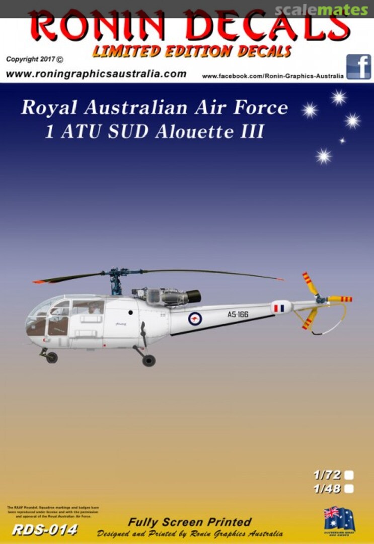 Boxart RAAF 1 ATU SUD Alouette III RDS-014 Ronin Decals
