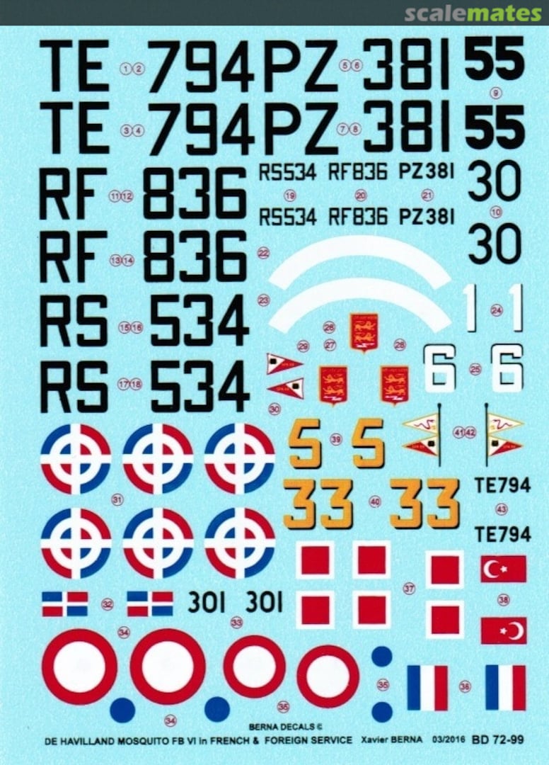 Boxart De Havilland Mosquito FB Mk VI BD 72-99 Berna Decals Boxart De Havilland Mosquito FB Mk VI BD 72-99 Berna Decals