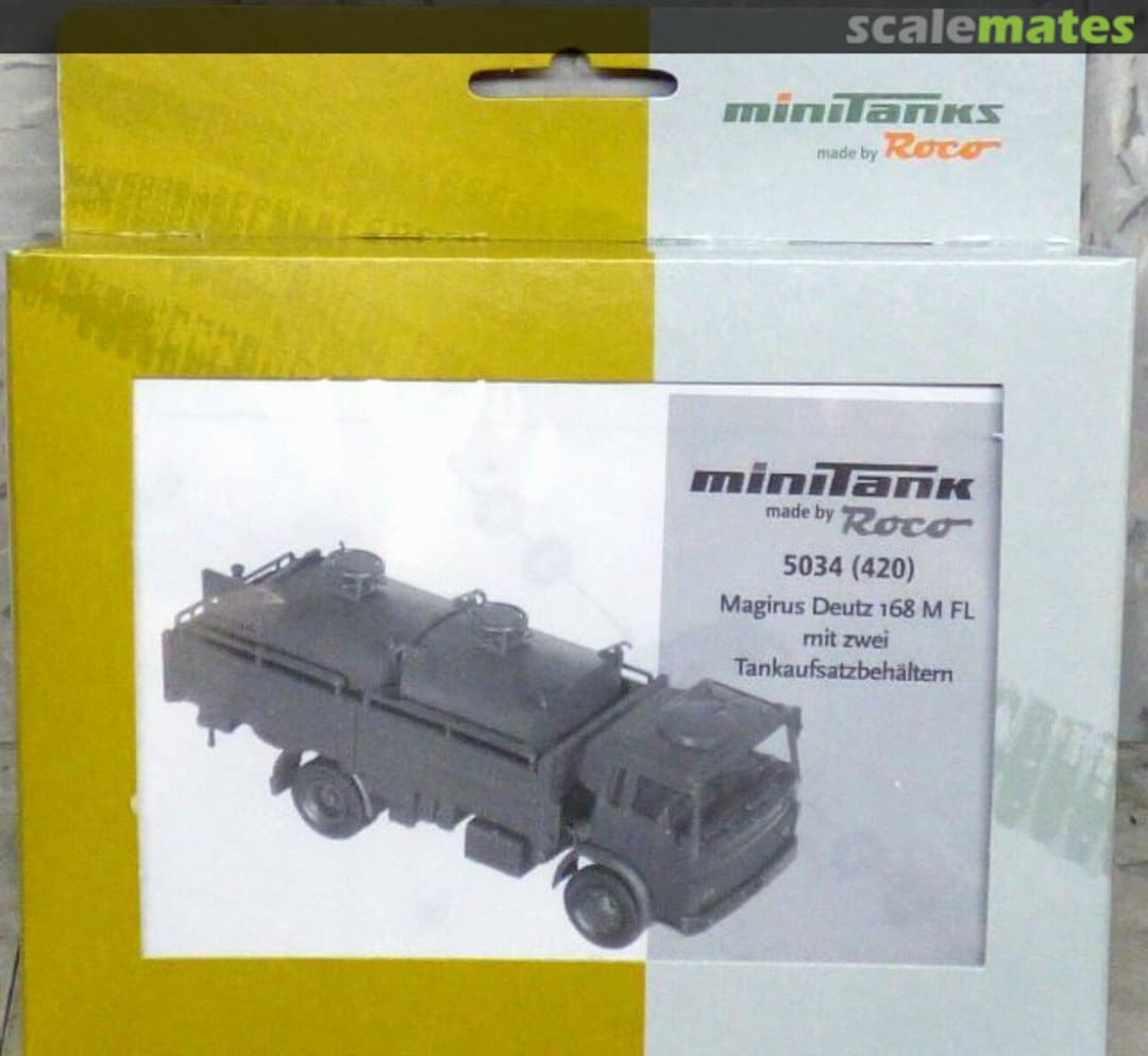 Boxart Magirus Deutz 168 M FL mit zwei Tankaufsatzbehaltern 5034 Roco Minitanks