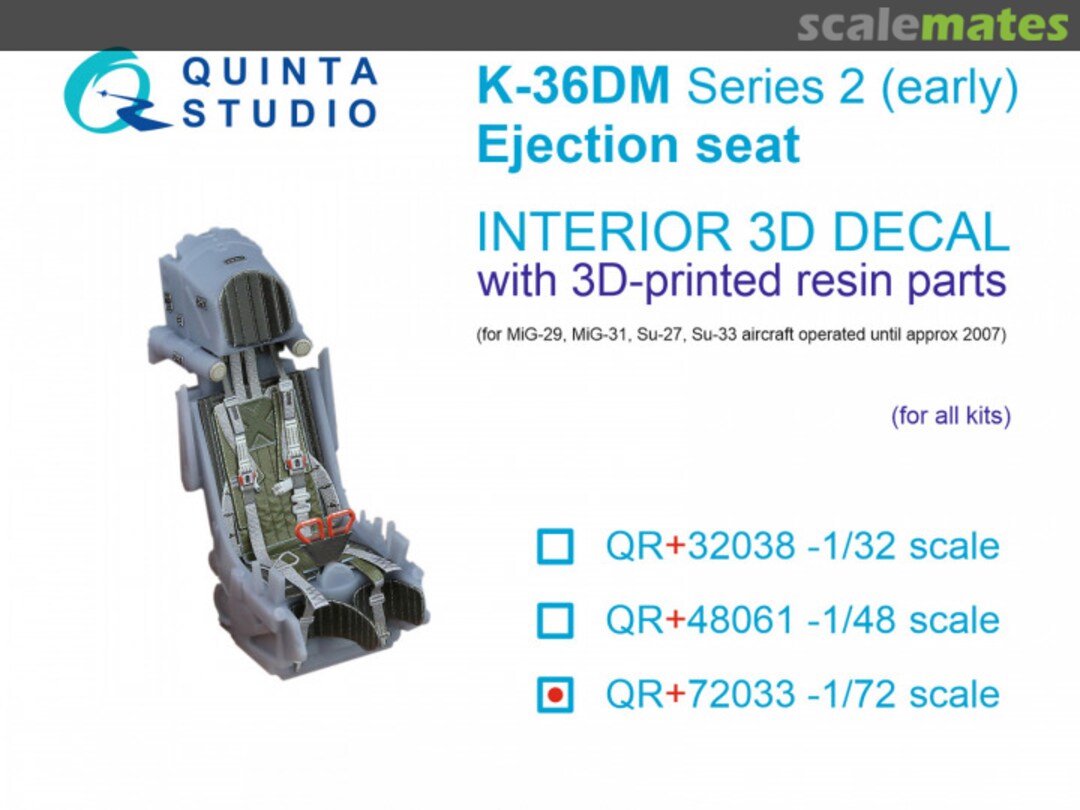 Boxart K-36DM Series2 (early) ejection seat QR+72033 Quinta Studio