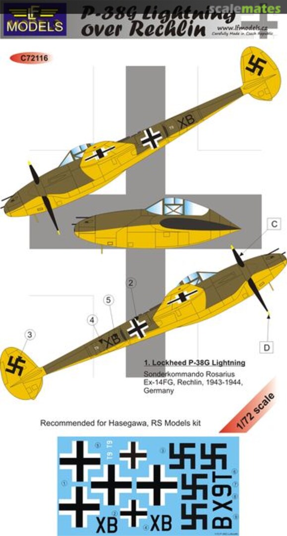 Boxart P-38G Lightning over Rechlin C72116 LF Models Boxart P-38G Lightning over Rechlin C72116 LF Models