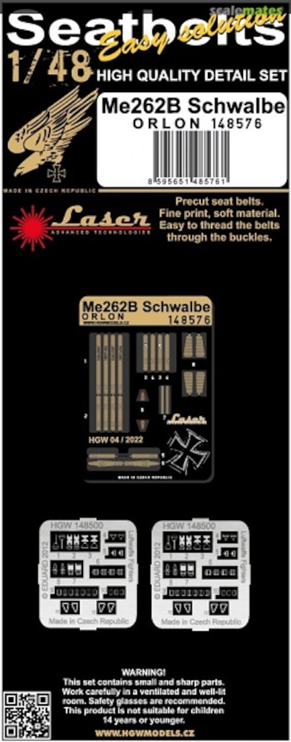 Boxart Me262B Schwalbe (Orlon) - Seatbelts 148576 HGW Models Boxart Me262B Schwalbe (Orlon) - Seatbelts 148576 HGW Models
