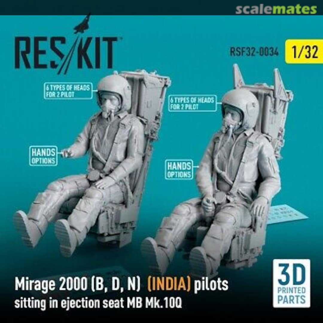 Boxart Mirage 2000 (B, D, N) (INDIA) pilots sitting in ejection seat MB Mk.10Q (2 pcs) (3D Printed) RSF32-0034 ResKit Boxart Mirage 2000 (B, D, N) (INDIA) pilots sitting in ejection seat MB Mk.10Q (2 pcs) (3D Printed) RSF32-0034 ResKit
