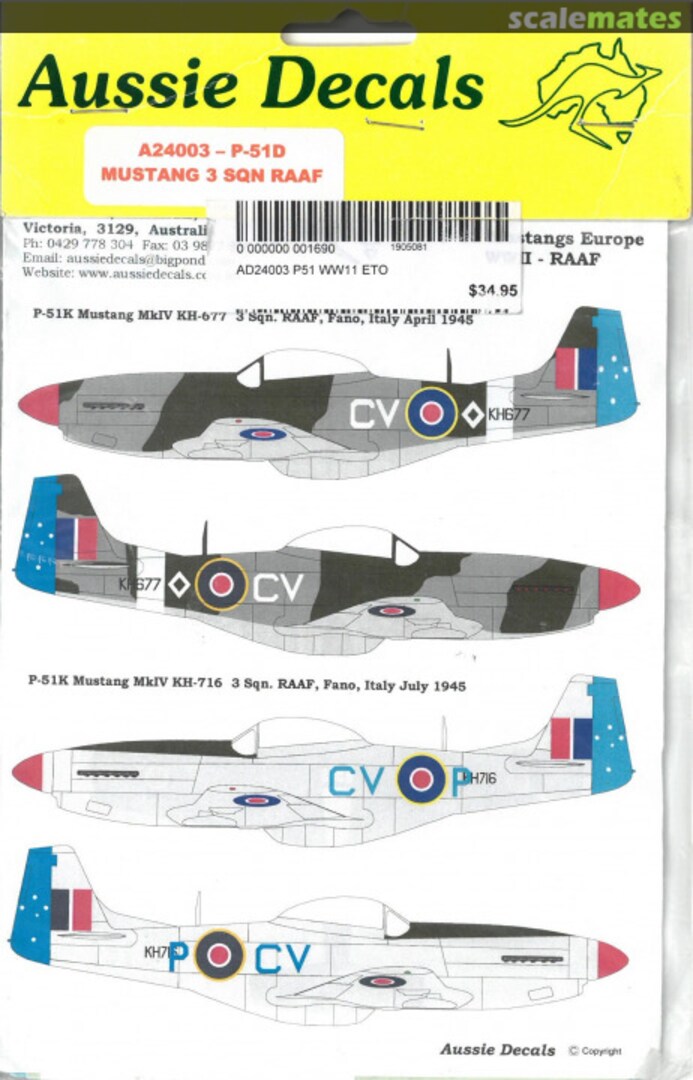 Boxart P-51K Mustang 3 Sqn. RAAF A24003 Aussie Decals Boxart P-51K Mustang 3 Sqn. RAAF A24003 Aussie Decals