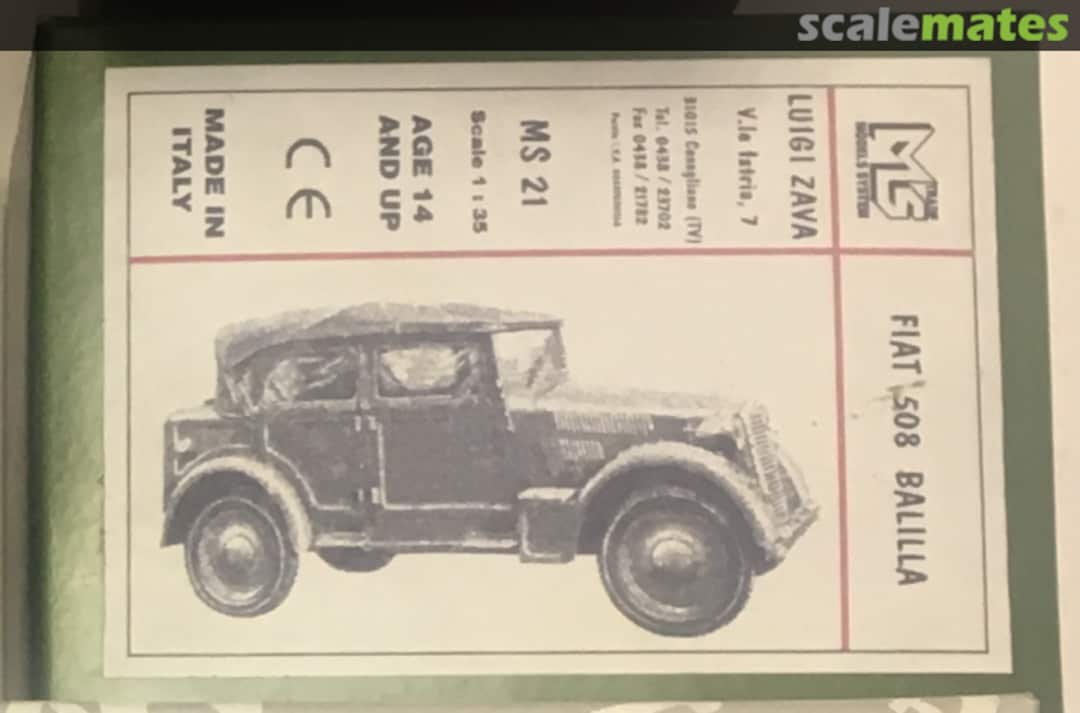 Boxart FIAT 508 BALILLA MS 21 MS MODEL SYSTEM TRADE Boxart FIAT 508 BALILLA MS 21 MS MODEL SYSTEM TRADE