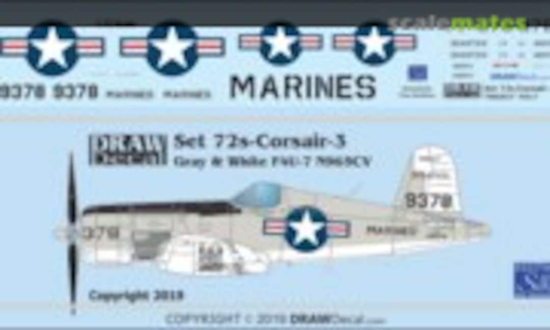 1:72 Gray and White F4U-7 N965CV (Draw Decal 72-Corsair-3) 72-Corsair-3