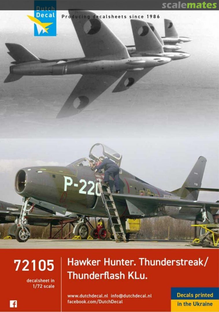 Boxart Hawker Hunter, Thunderstreak/Thunderflash KLu. 72105 Dutch Decal Boxart Hawker Hunter, Thunderstreak/Thunderflash KLu. 72105 Dutch Decal