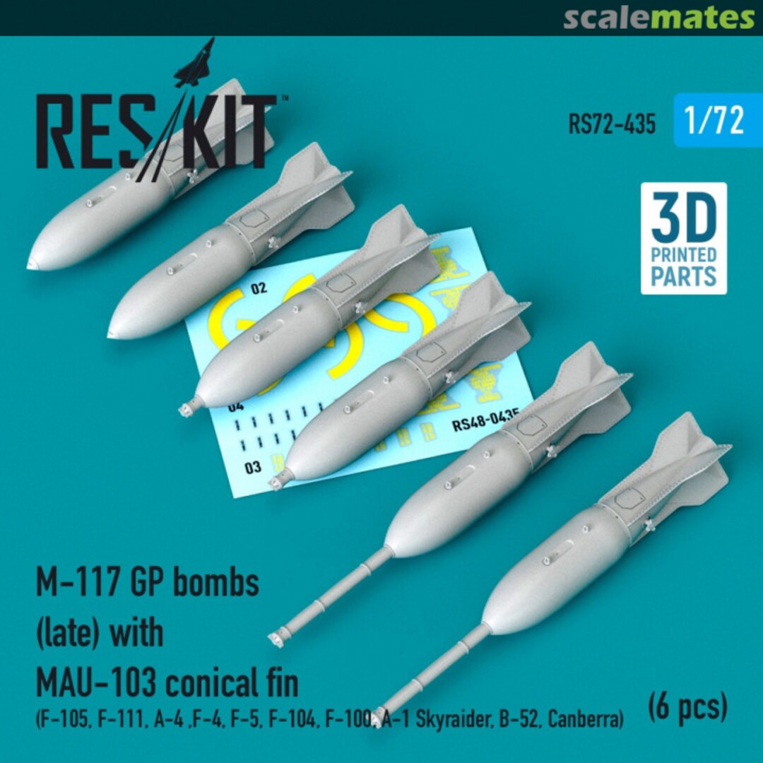 Boxart M-117 GP Bombs (late) w/ MAU-103 Conical Fin RS72-0435 ResKit