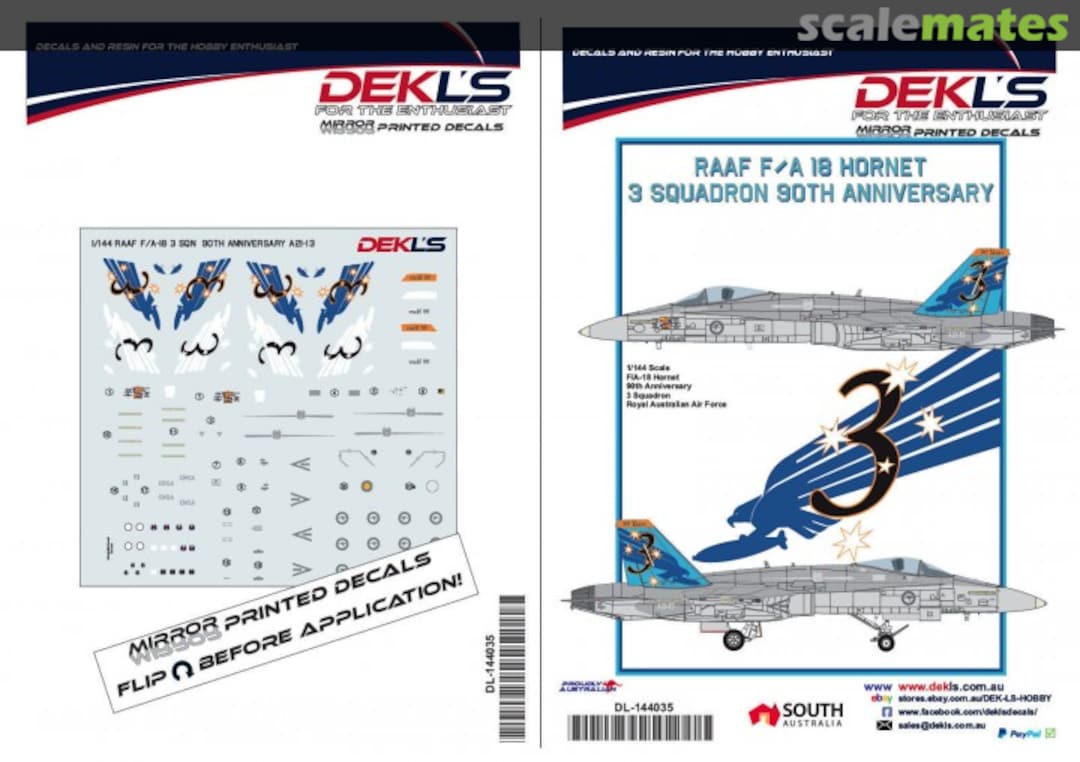 Boxart RAAF F/A-18 Hornet - 3 Sqn "90th Anniversary" DL144035 DEKL's Boxart RAAF F/A-18 Hornet - 3 Sqn "90th Anniversary" DL144035 DEKL's