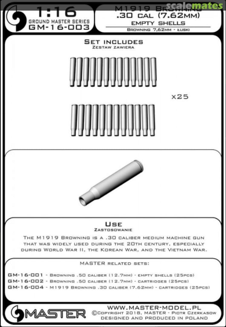 Boxart M1919 Browning .30 caliber (7,62mm) - GM-16-003 Master Boxart M1919 Browning .30 caliber (7,62mm) - GM-16-003 Master