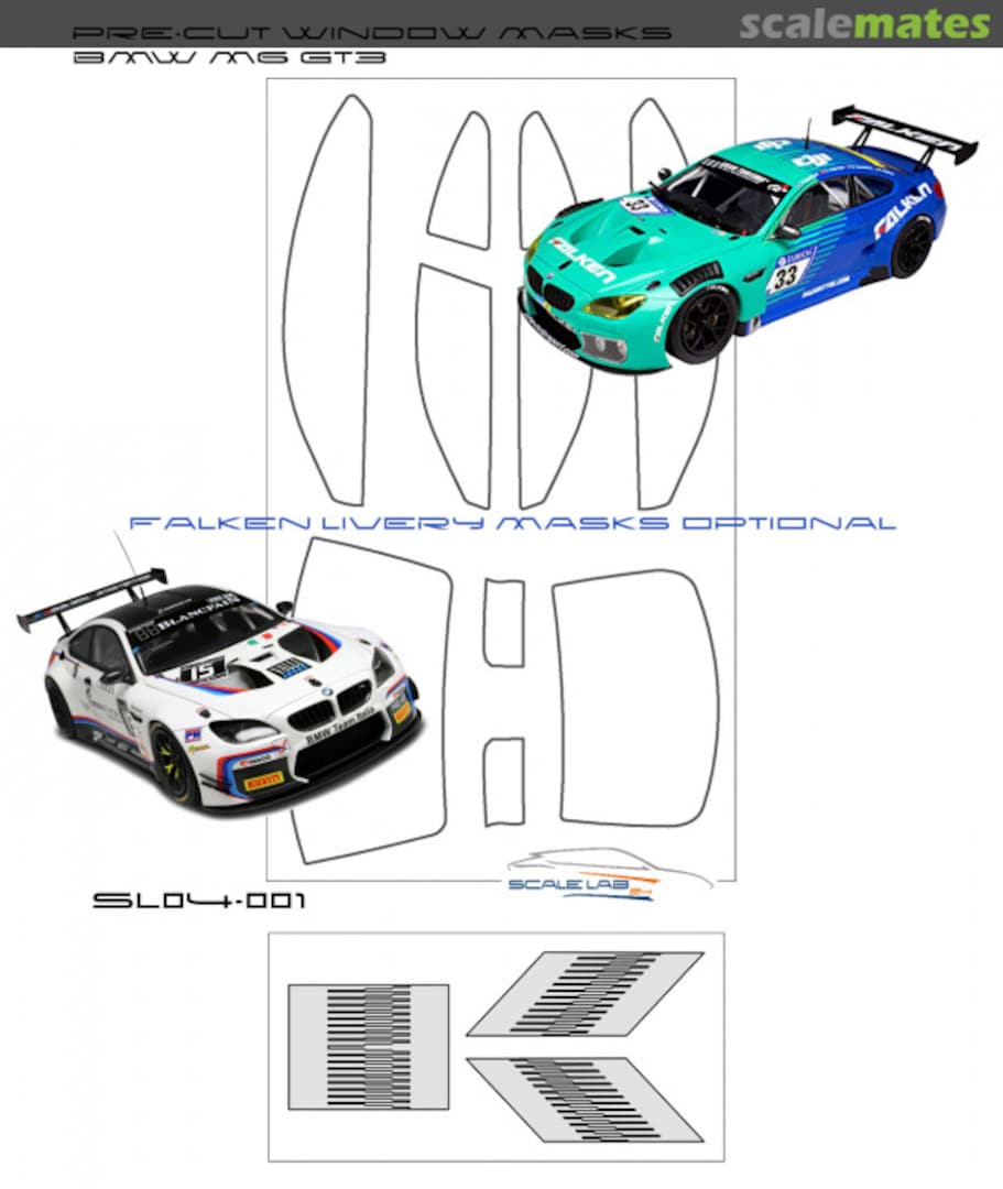 Boxart BMW M6 GT3 pre-cut masking sheets SL04-001 ScaleLab_24 Boxart BMW M6 GT3 pre-cut masking sheets SL04-001 ScaleLab_24