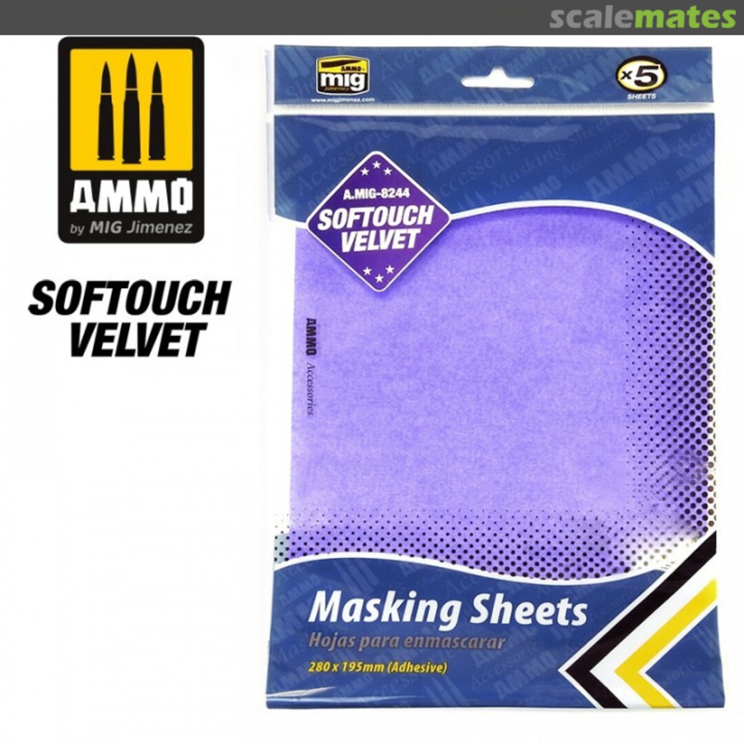 Boxart Velvet Softouch Masking Sheets (5pcs) A.MIG-8244 Ammo by Mig Jimenez Boxart Velvet Softouch Masking Sheets (5pcs) A.MIG-8244 Ammo by Mig Jimenez
