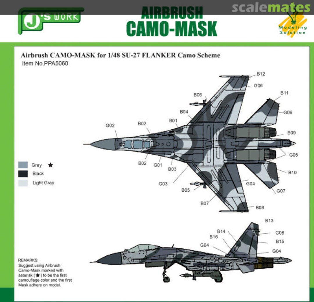 Boxart CAMO-MASK SU-27 Flanker Camo #3 PPA5060 J's Work