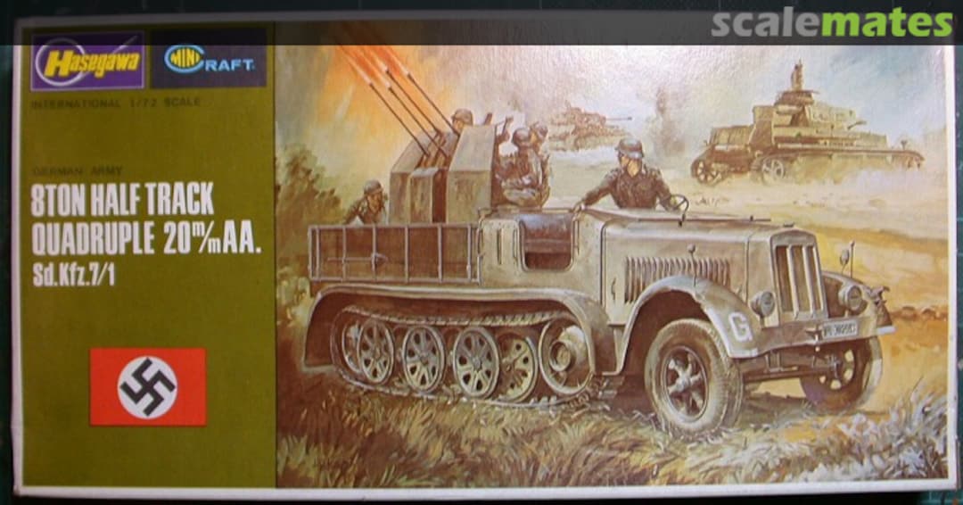 Boxart Sd.Kfz.7/1 8ton Half Track Quadruple 20mm AA. 714 Minicraft Hasegawa Boxart Sd.Kfz.7/1 8ton Half Track Quadruple 20mm AA. 714 Minicraft Hasegawa