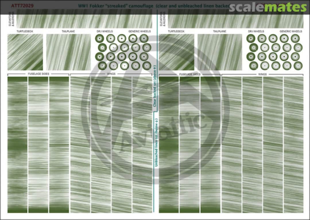 Boxart WW1 Fokker 'streaked' camouflage clear and unbleached linen ATT72029 Aviattic Boxart WW1 Fokker 'streaked' camouflage clear and unbleached linen ATT72029 Aviattic