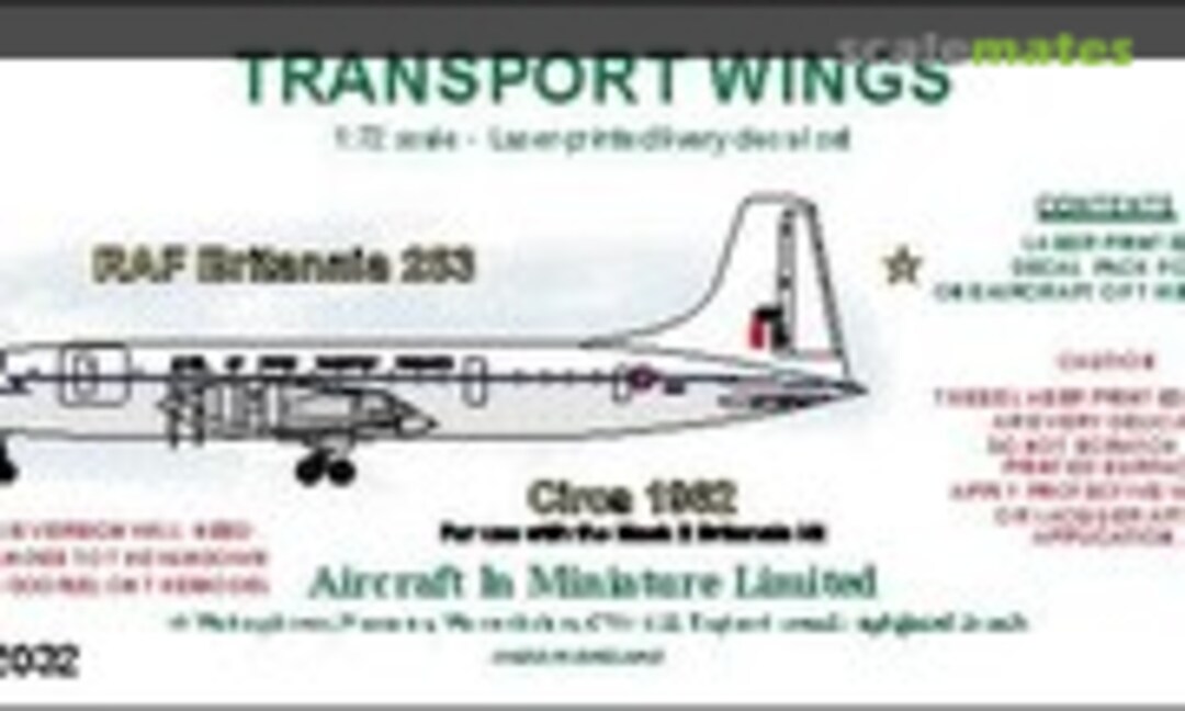 1:72 Royal Air Force Britannia 253 circa 1962 (Aircraft In Miniature Ltd TWL72032) TWL72032