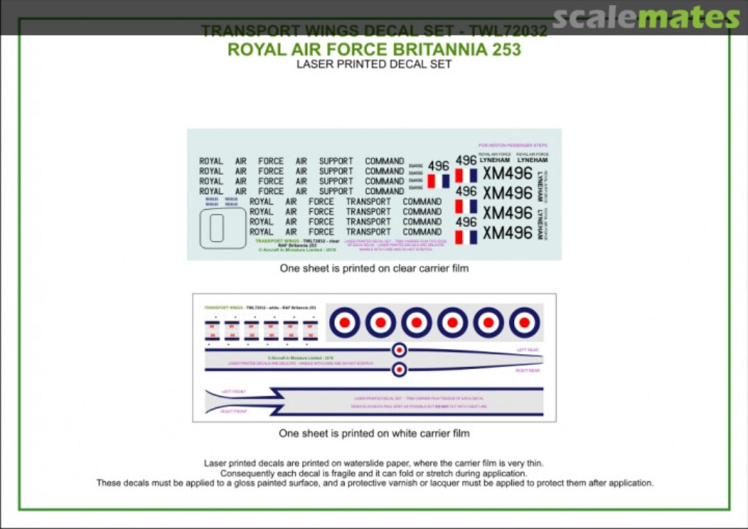 Contents Royal Air Force Britannia 253 circa 1962 TWL72032 Aircraft In Miniature Ltd