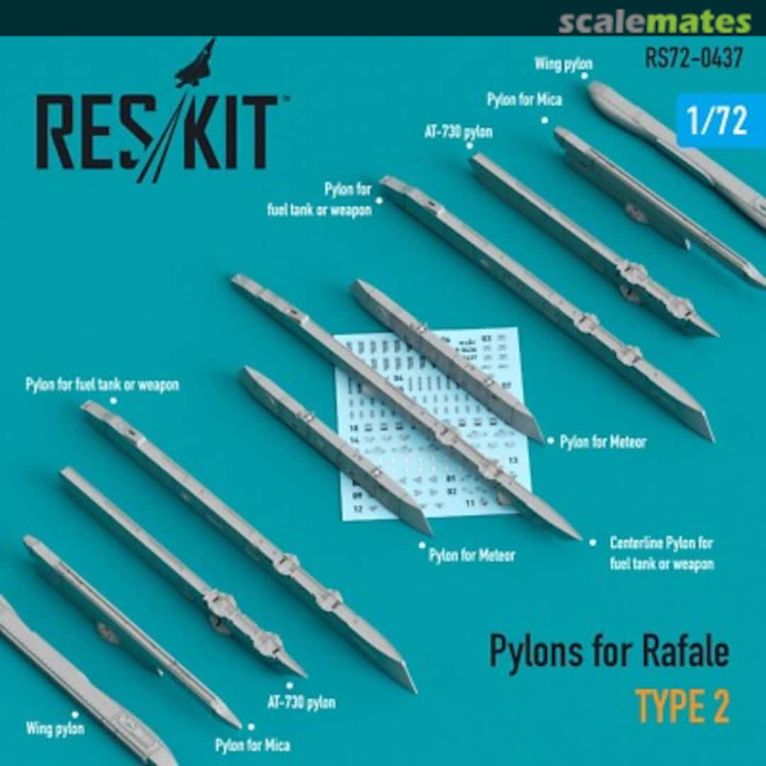 Boxart Pylons for Rafale - Type 2 RS72-0437 ResKit