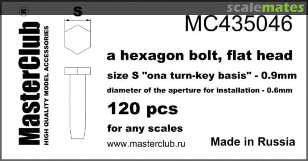 Boxart Hexagon Flat Bolt Head, Size S ~Onturn-Key Basis~ - 0.9mm MC435046 MasterClub Boxart Hexagon Flat Bolt Head, Size S ~Onturn-Key Basis~ - 0.9mm MC435046 MasterClub