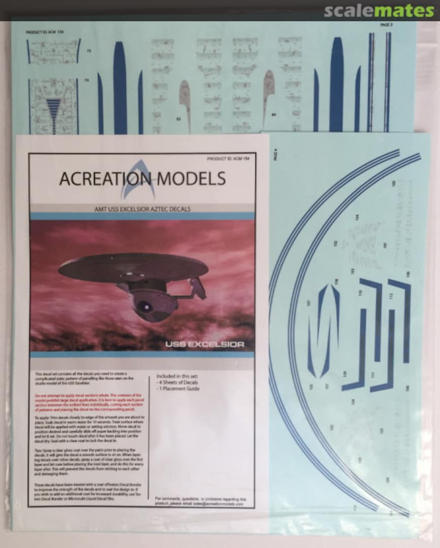 Boxart AMT USS Excelsior Aztec Decals ACM 154 Acreation Models Boxart AMT USS Excelsior Aztec Decals ACM 154 Acreation Models