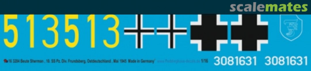 Boxart Beute Sherman Panzer der 10. SS Pz. Div 16 3204 Peddinghaus-Decals Boxart Beute Sherman Panzer der 10. SS Pz. Div 16 3204 Peddinghaus-Decals