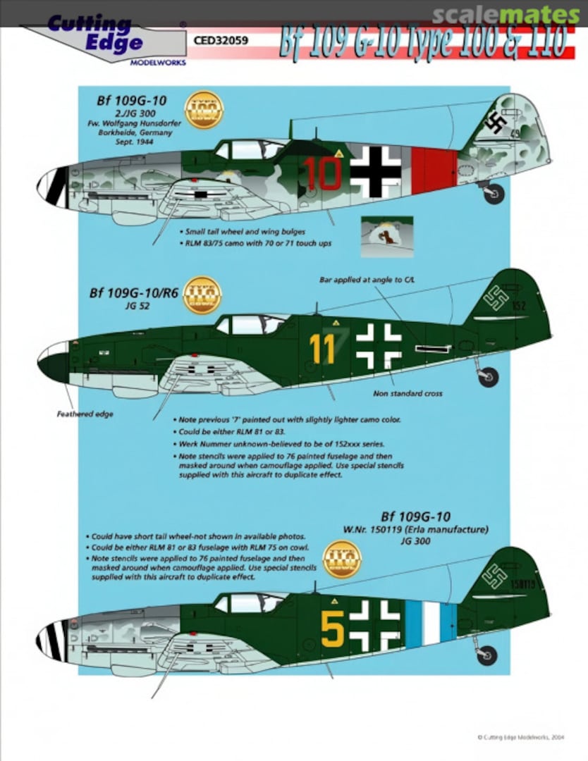 Boxart Bf 109 G-10 Type 100 & 110 CED32059 Cutting Edge Modelworks Boxart Bf 109 G-10 Type 100 & 110 CED32059 Cutting Edge Modelworks