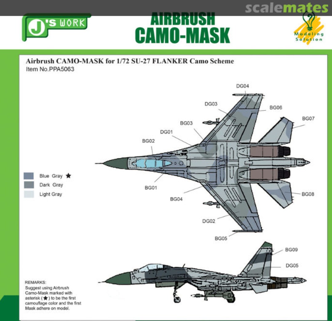 Boxart Airbrush CAMO-MASK for Su-27 Flanker PPA5063 J's Work Boxart Airbrush CAMO-MASK for Su-27 Flanker PPA5063 J's Work