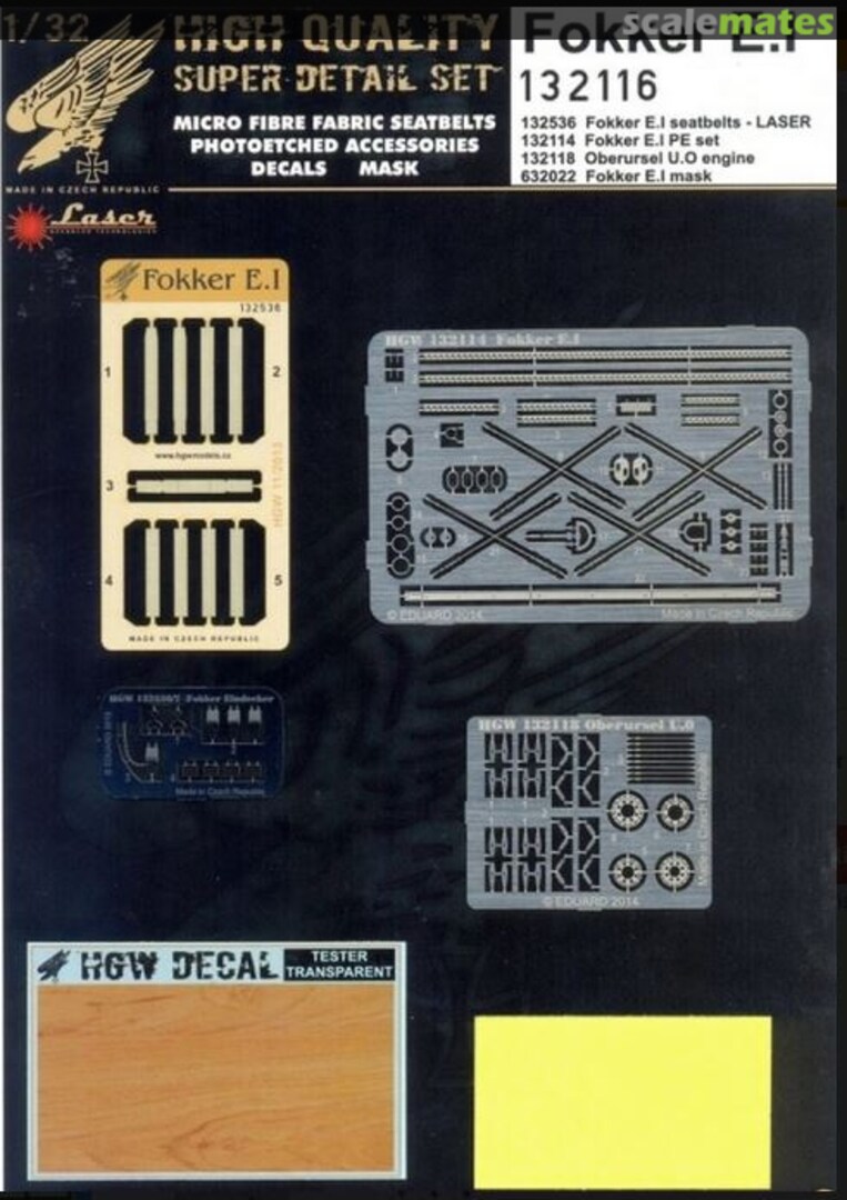 Boxart Fokker E.I - Super Detail Set - Seatbelts, PE, Engine, Masks 132116 HGW Models Boxart Fokker E.I - Super Detail Set - Seatbelts, PE, Engine, Masks 132116 HGW Models