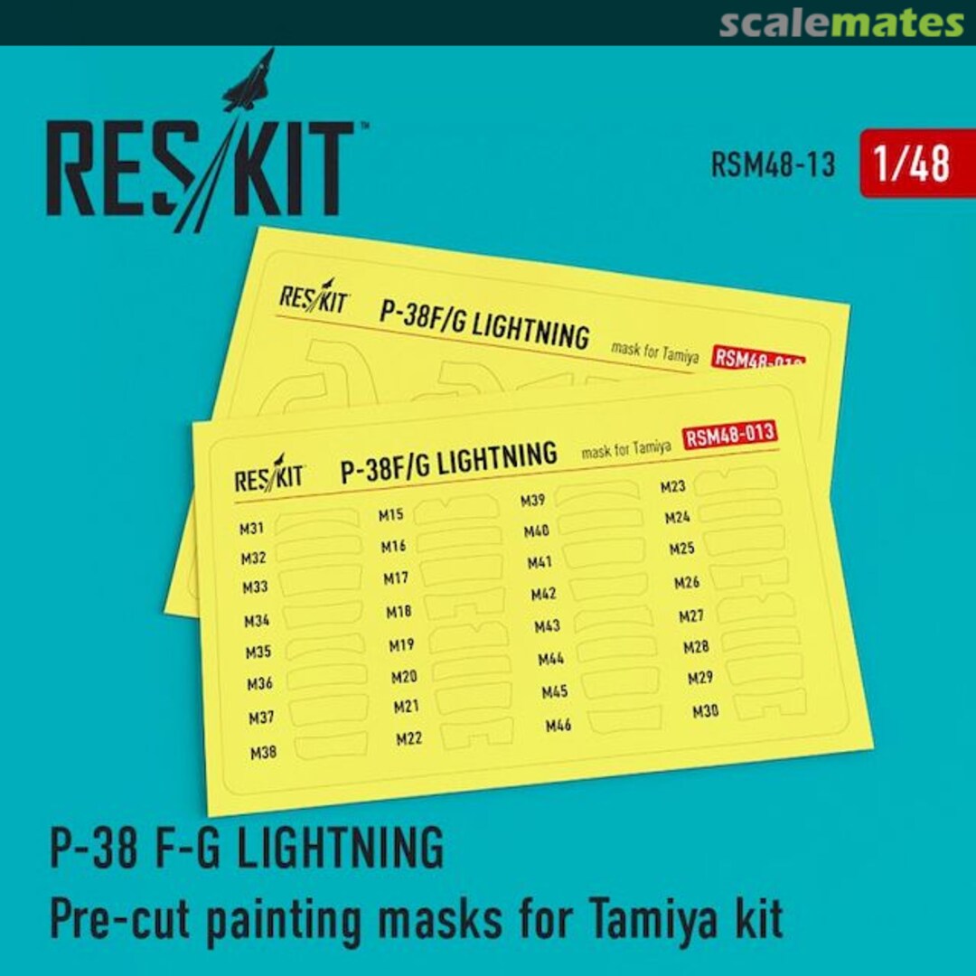 Boxart P-38F/G Lightning - pre-cut painting masks RSM48-0013 ResKit Boxart P-38F/G Lightning - pre-cut painting masks RSM48-0013 ResKit