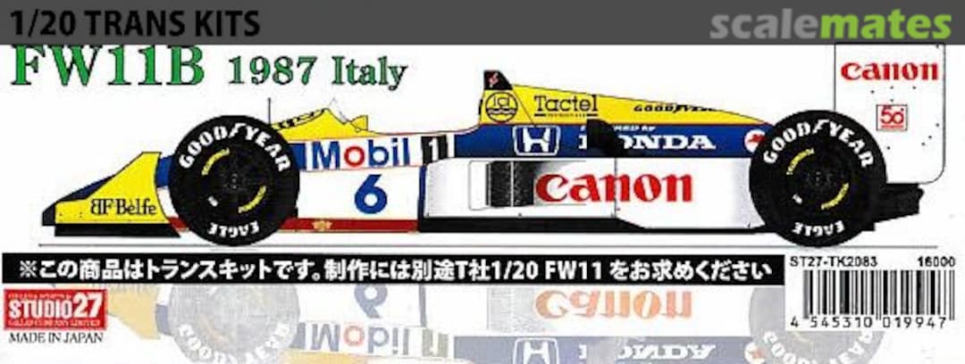 Boxart Williams FW11B Trans Kit ST27-TK2083 Studio27 Boxart Williams FW11B Trans Kit ST27-TK2083 Studio27