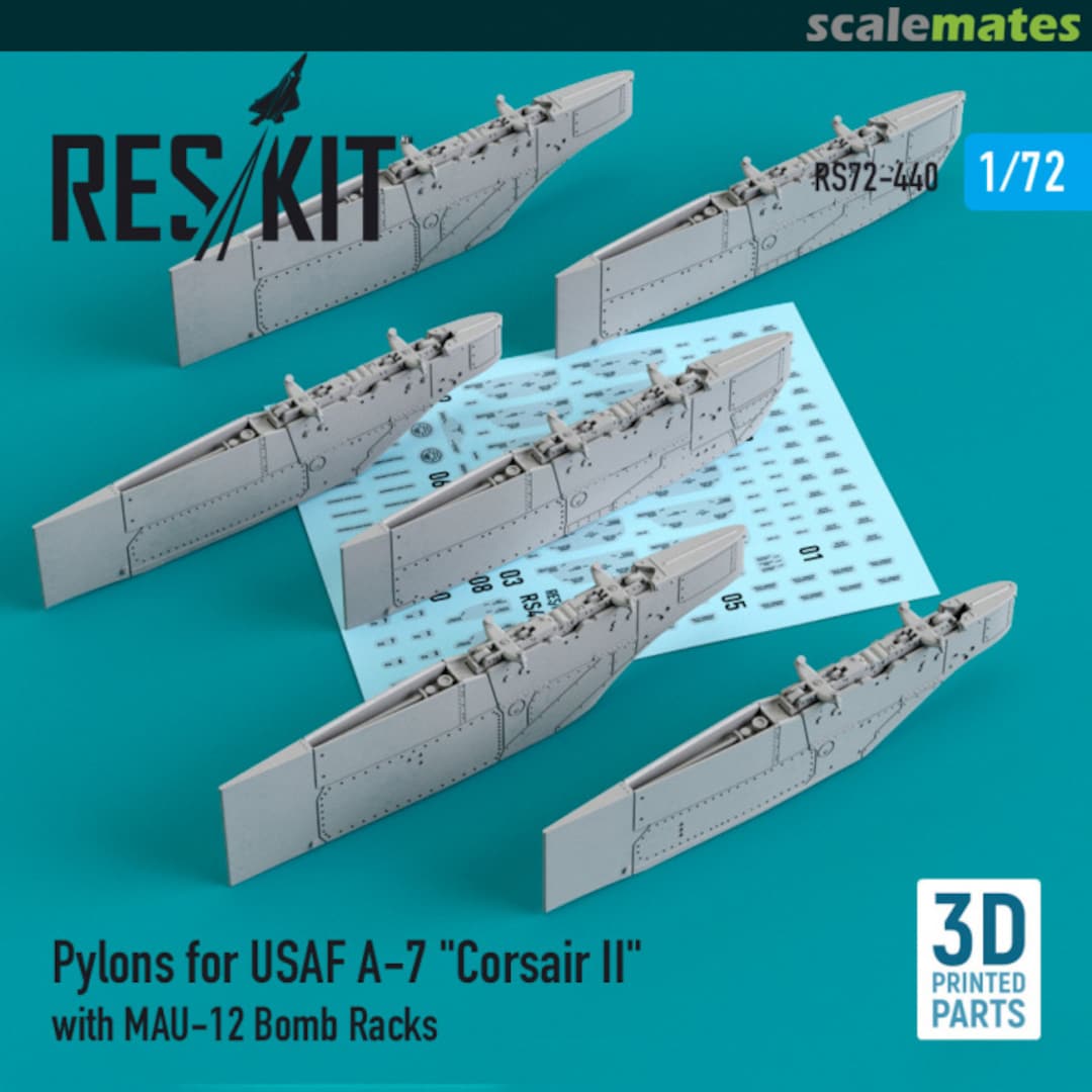 Boxart Pylons for USAF A-7 Corsair II w/ MAU-12 Bomb Racks RS72-0440 ResKit