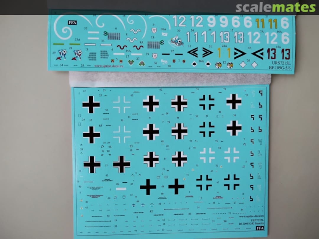 Contents Bf.109G-5/6/6 Trop without stencils+mask URS7215L UpRise Decal Contents Bf.109G-5/6/6 Trop without stencils+mask URS7215L UpRise Decal