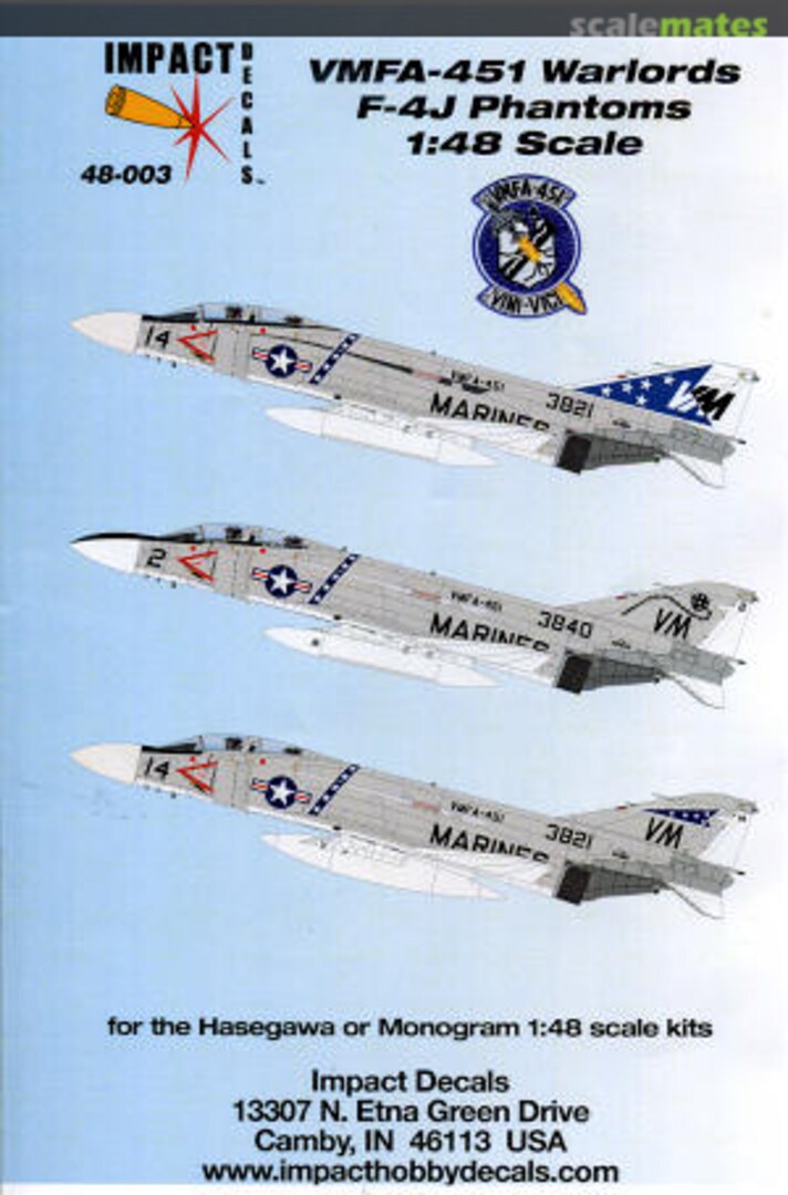 Boxart VMFA-451 Warlords: F-4J Phantoms 48-003 Impact Decals