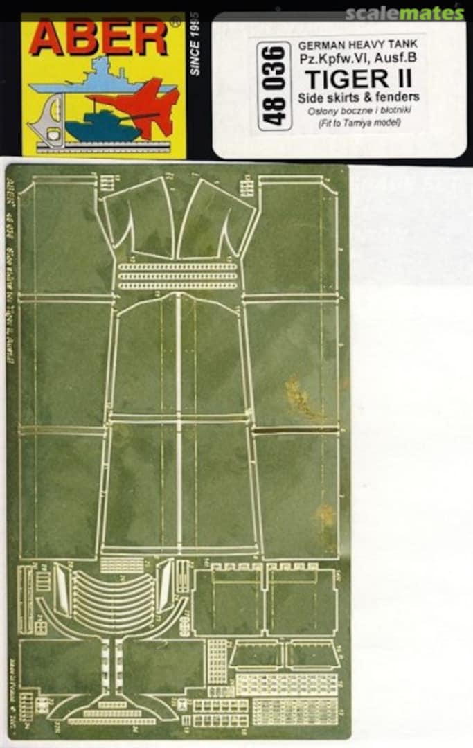 Boxart Pz.Kpfw.VI, Ausf.B Tiger II side skirts and fenders 48036 Aber Boxart Pz.Kpfw.VI, Ausf.B Tiger II side skirts and fenders 48036 Aber