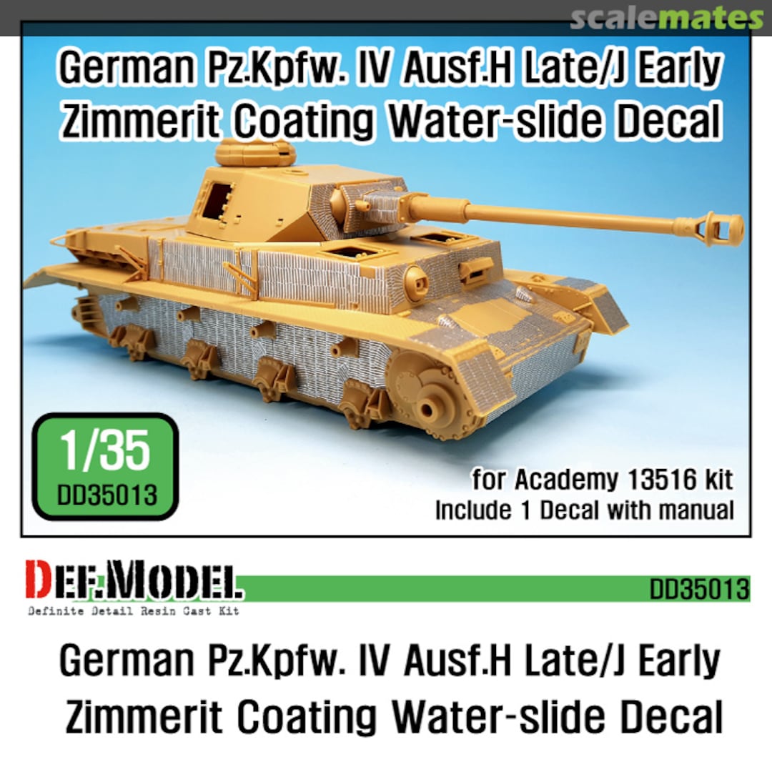 Boxart Pz.IV Ausf.H late/ J early Zimmerit Decal set DD35013 Def.Model Boxart Pz.IV Ausf.H late/ J early Zimmerit Decal set DD35013 Def.Model