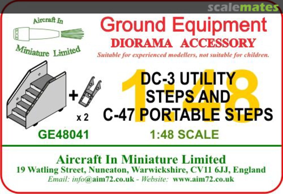Boxart DC-3/C-47A Utility Steps & C-47 portable steps GE48041 Aircraft In Miniature Ltd Boxart DC-3/C-47A Utility Steps & C-47 portable steps GE48041 Aircraft In Miniature Ltd