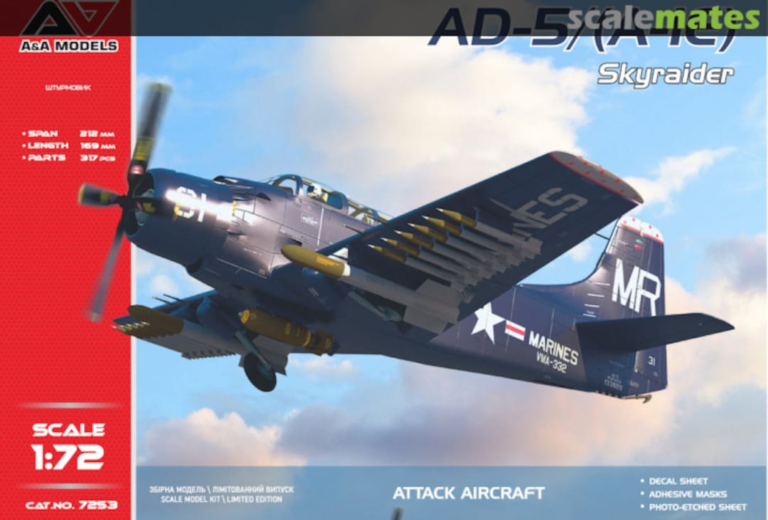 Boxart Douglas AD-5 / A-1E SkyRaider - US Navy Attack Aircraft 7253 A&A Models Boxart Douglas AD-5 / A-1E SkyRaider - US Navy Attack Aircraft 7253 A&A Models