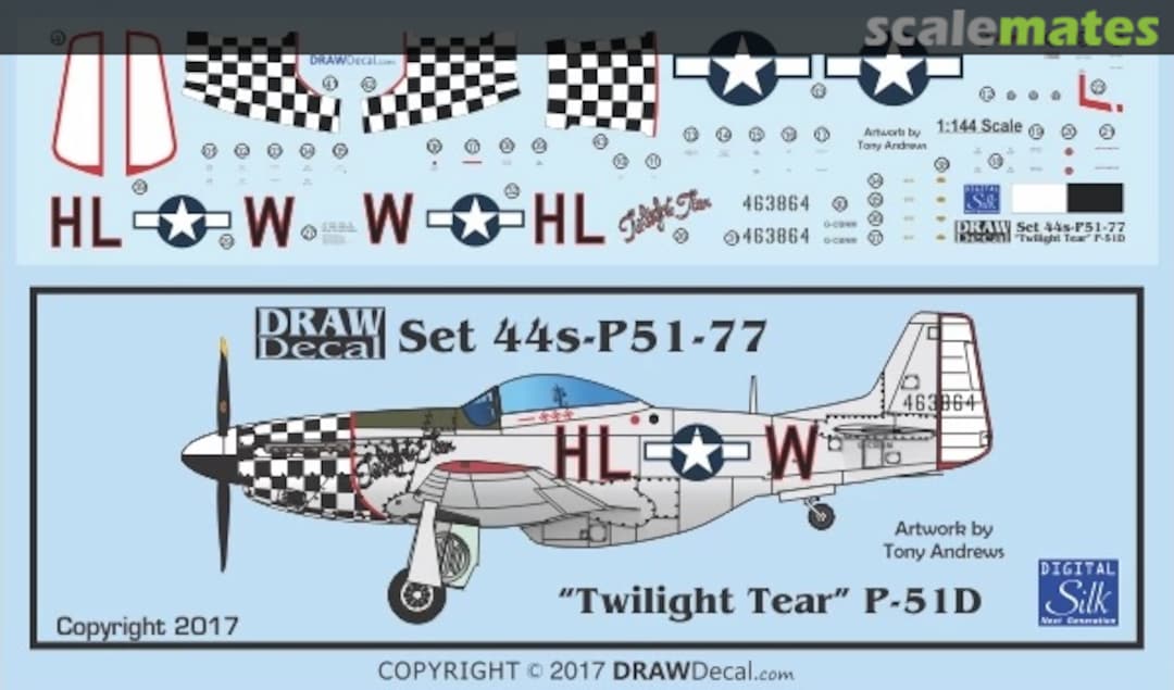 Boxart “Twilight Tear” P-51D 44-P51-77 Draw Decal Boxart “Twilight Tear” P-51D 44-P51-77 Draw Decal