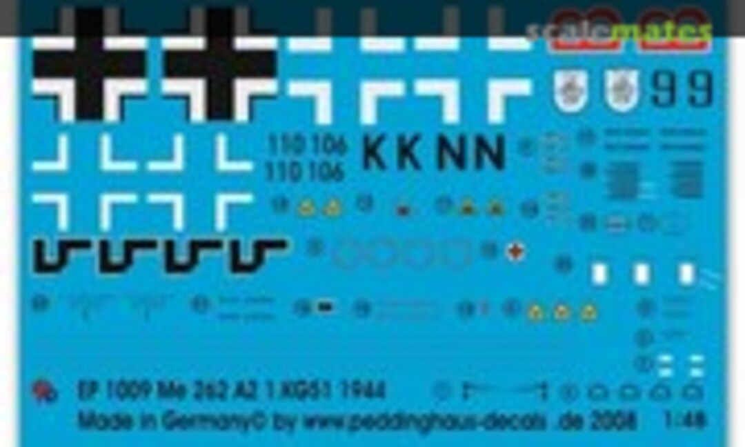 1:48 Me 262 A2 1.KG 51 1944 (Peddinghaus-Decals EP 1009) EP 1009