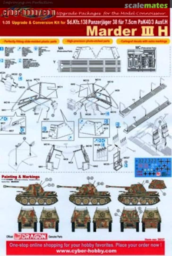 Boxart Panzerjäger 38 für 7,5cm Pak 40/3 Ausf.H Marder III H 3837 Cyber Hobby Boxart Panzerjäger 38 für 7,5cm Pak 40/3 Ausf.H Marder III H 3837 Cyber Hobby