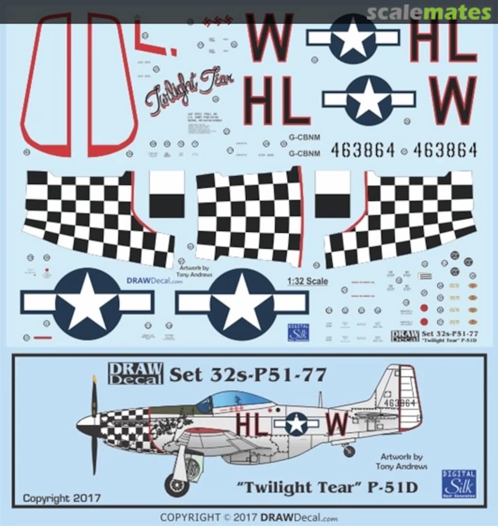 Boxart “Twilight Tear” P-51D 32-P51-77 Draw Decal Boxart “Twilight Tear” P-51D 32-P51-77 Draw Decal