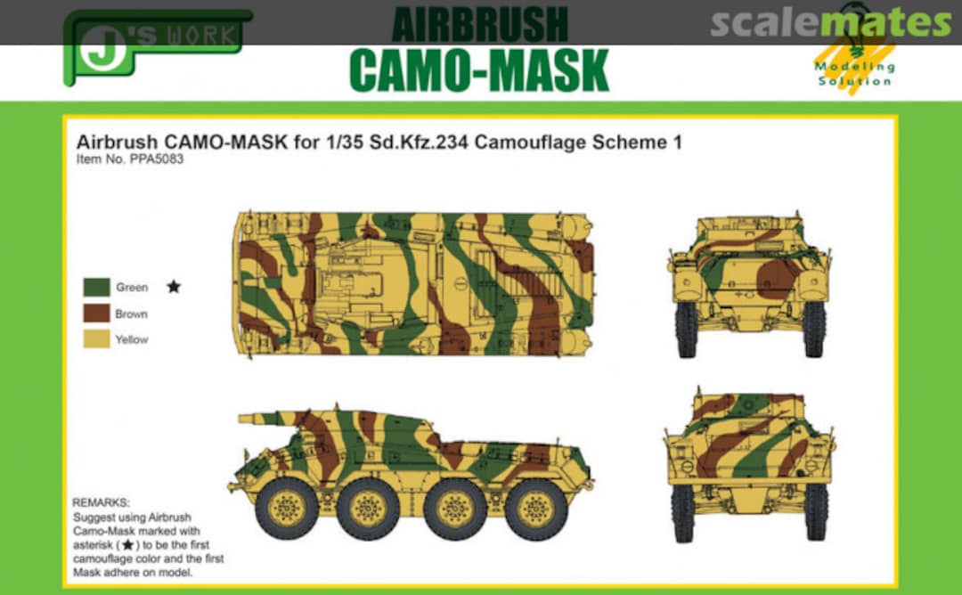 Boxart CAMO-MASK Sd. Kfz. 234 Camouflage Scheme #1 PPA5083 J's Work Boxart CAMO-MASK Sd. Kfz. 234 Camouflage Scheme #1 PPA5083 J's Work