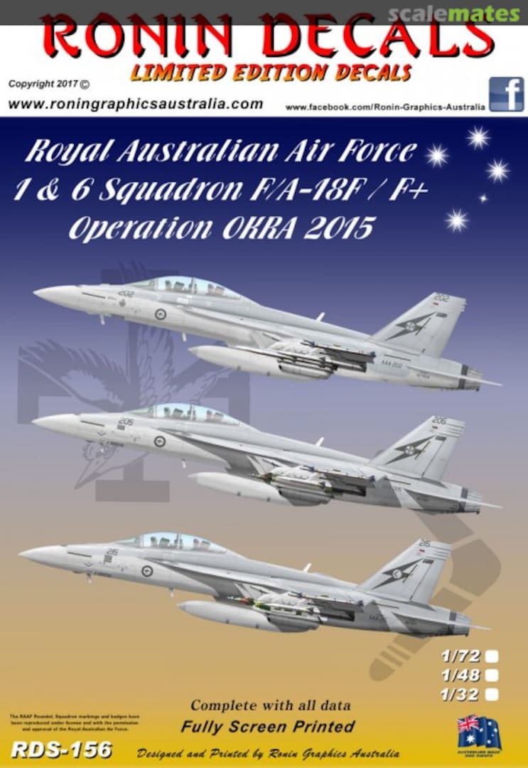 Boxart RAAF 1 & 6 Squadron F/A-18F/F+ RDS-156 Ronin Decals Boxart RAAF 1 & 6 Squadron F/A-18F/F+ RDS-156 Ronin Decals
