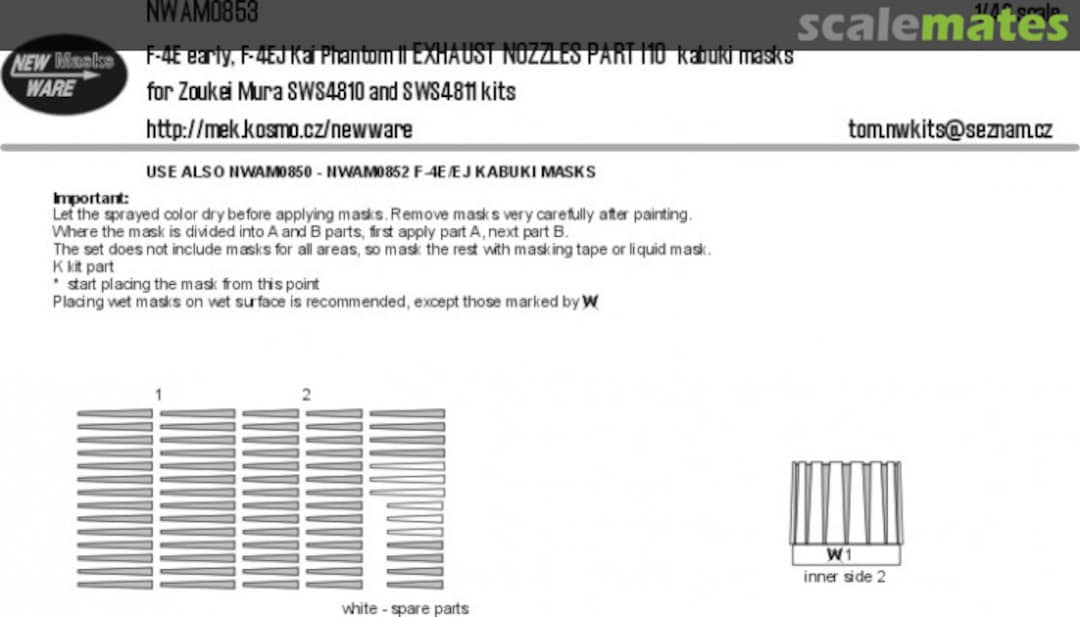 Boxart F-4E early, F-4EJ Kai Phantom II EXHAUST NOZZLES PARTS I10 kabuki masks NWAM0853 New Ware Boxart F-4E early, F-4EJ Kai Phantom II EXHAUST NOZZLES PARTS I10 kabuki masks NWAM0853 New Ware