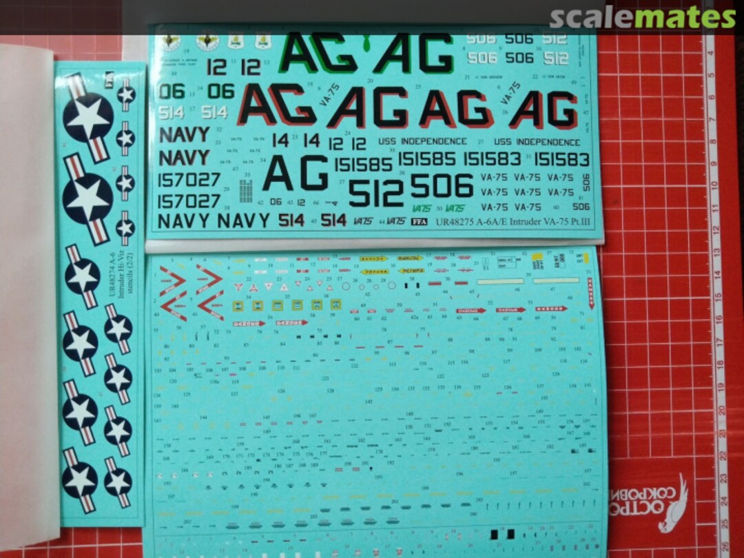 Contents A-6A/E Intruder VA-75 Pt.III with stenils UR48275 UpRise Decal Contents A-6A/E Intruder VA-75 Pt.III with stenils UR48275 UpRise Decal