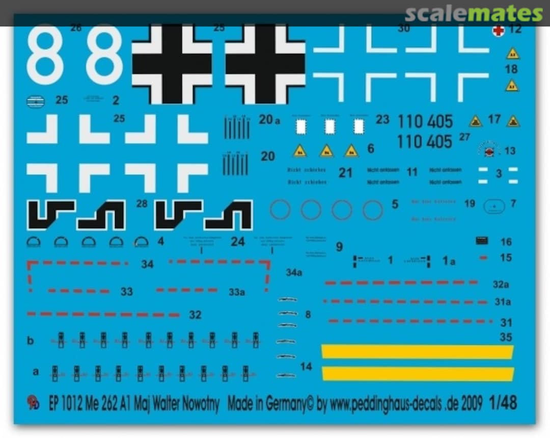 Boxart Me 262 A1 Maj. Walter Nowotny EP 1012 Peddinghaus-Decals Boxart Me 262 A1 Maj. Walter Nowotny EP 1012 Peddinghaus-Decals