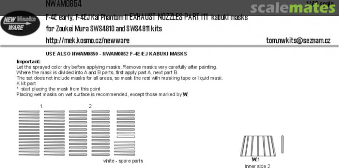 Boxart F-4E early, F-4EJ Kai Phantom II EXHAUST NOZZLES PARTS I11 kabuki masks NWAM0854 New Ware Boxart F-4E early, F-4EJ Kai Phantom II EXHAUST NOZZLES PARTS I11 kabuki masks NWAM0854 New Ware