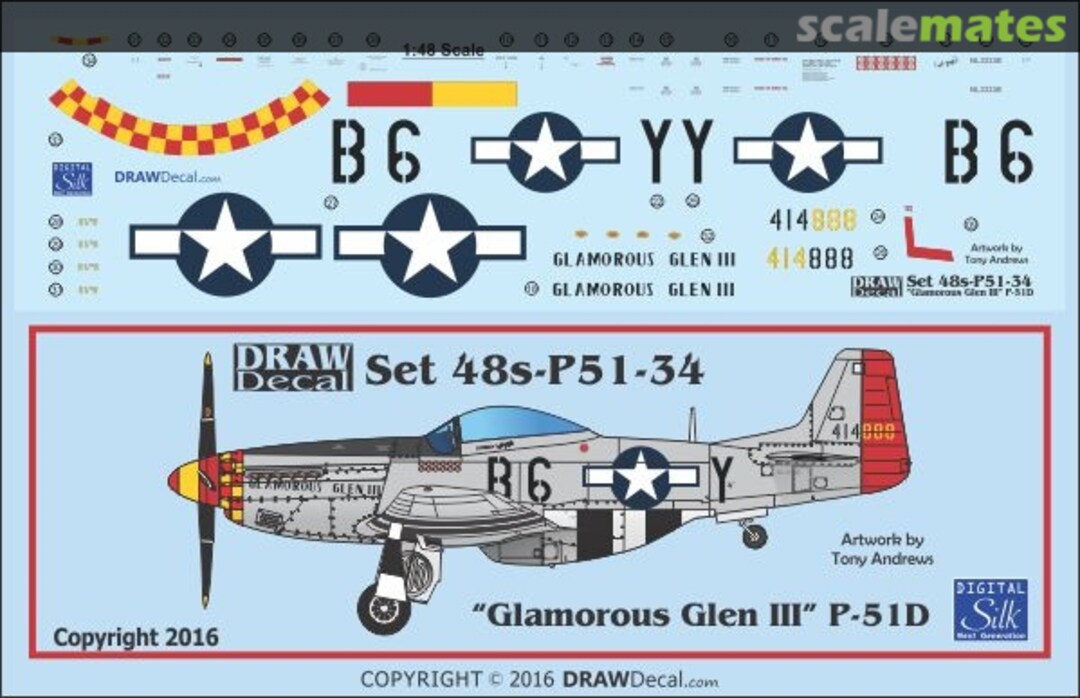 Boxart P-51D "Glamorous Glen III" 48-P51-34 Draw Decal Boxart P-51D "Glamorous Glen III" 48-P51-34 Draw Decal