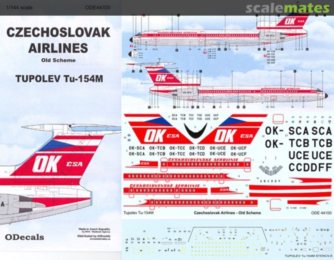 Boxart TUPOLEV TU-154M CZECHOSLOVAK AIRLINES OLD SCHEME ODE44100 ODecals